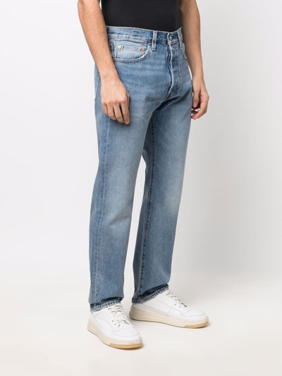 Shop Levi's Stonewashed Straight-leg Jeans In Blue