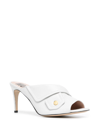 Shop Moschino Open-toe Leather Mules In White