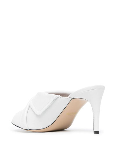 Shop Moschino Open-toe Leather Mules In White