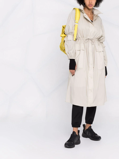 Shop Moncler Lins Drawstring-detail Long Parka Coat In Neutrals