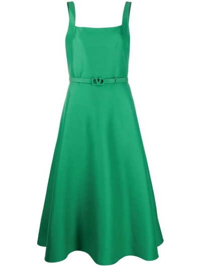 Shop Valentino Vlogo Signature Belted Dress In Green