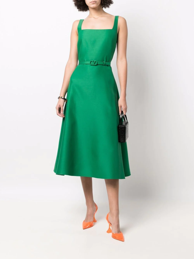 Shop Valentino Vlogo Signature Belted Dress In Green