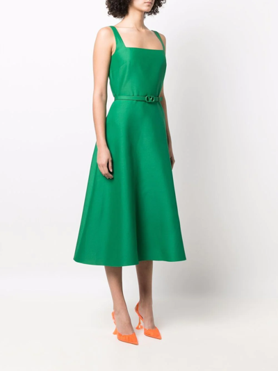 Shop Valentino Vlogo Signature Belted Dress In Green