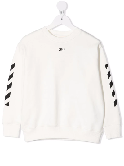 Shop Off-white Off-stamp Striped Sweatshirt In White