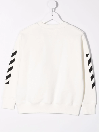 Shop Off-white Off-stamp Striped Sweatshirt In White