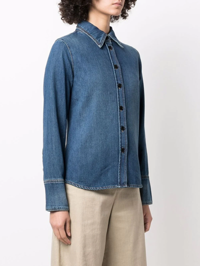 Shop Victoria Beckham Long-sleeve Denim Shirt In Blue