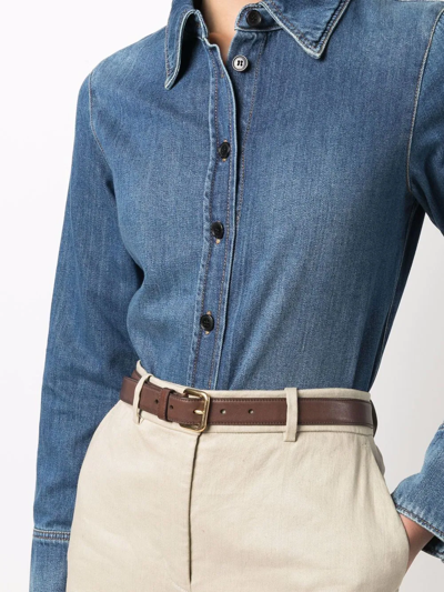 Shop Victoria Beckham Long-sleeve Denim Shirt In Blue