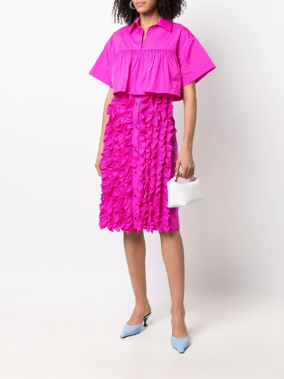 Msgm Ruffle-detail High-waisted Skirt In Pink