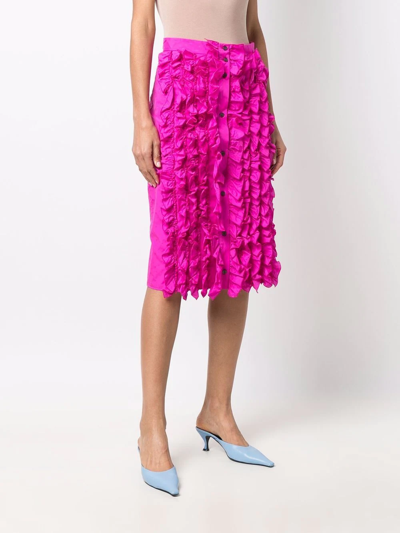 Msgm Ruffle-detail High-waisted Skirt In Pink