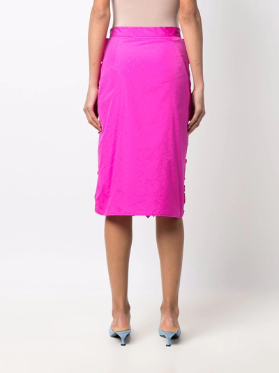 Msgm Ruffle-detail High-waisted Skirt In Pink