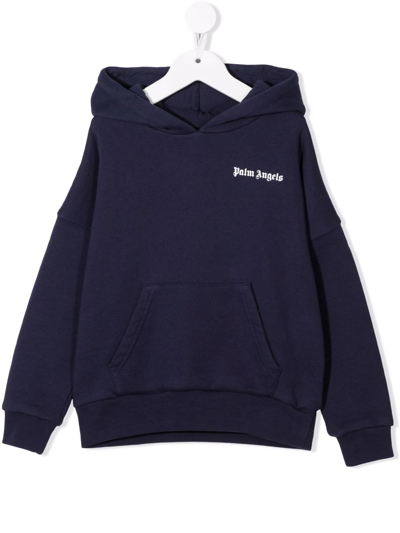 Palm Angels Felpa Blu Navy In Cotone Con Cappuccio In Blue