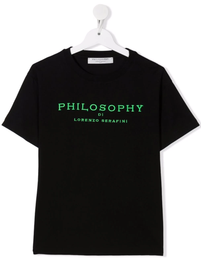 Shop Philosophy Di Lorenzo Serafini Teen Logo-embroidered T-shirt In Black