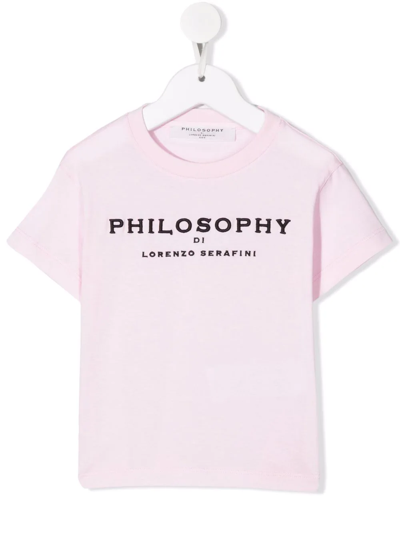 Shop Philosophy Di Lorenzo Serafini Logo-embroidered Cotton T-shirt In Pink