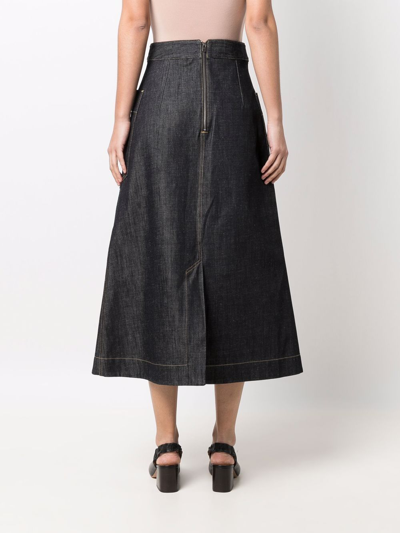 Shop Studio Nicholson A-line Denim Midi-skirt In Blue