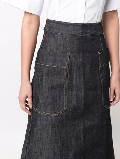 Shop Studio Nicholson A-line Denim Midi-skirt In Blue