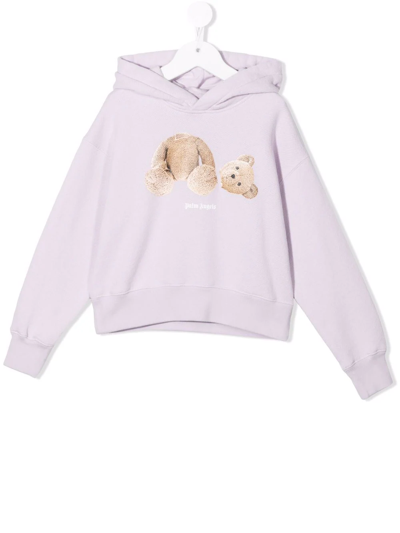 Shop Palm Angels Bear-motif Hoodie In Purple