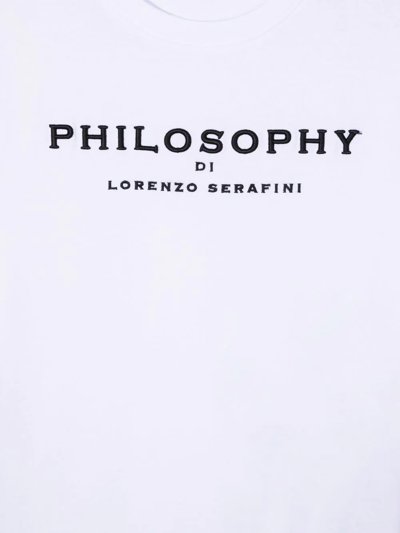 Shop Philosophy Di Lorenzo Serafini Teen Logo-embroidered Cotton T-shirt In White