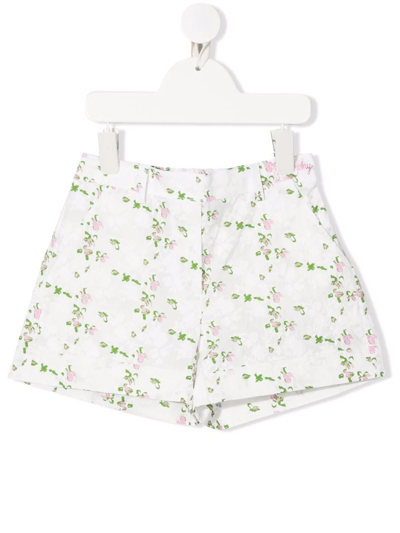 Shop Philosophy Di Lorenzo Serafini Floral-print Cotton Shorts In White