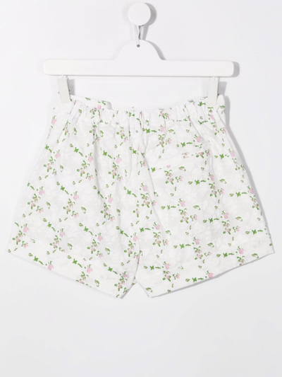 Shop Philosophy Di Lorenzo Serafini Teen Floral-print Cotton Shorts In White
