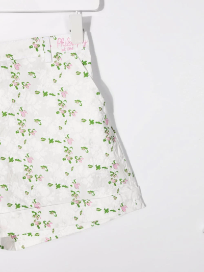 Shop Philosophy Di Lorenzo Serafini Teen Floral-print Cotton Shorts In White