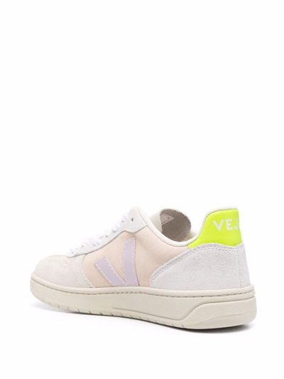 Shop Veja V-10 Colour-block Sneakers In Grey