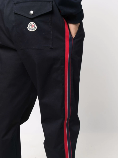 Shop Moncler Logo-patch Track Pants In Blue