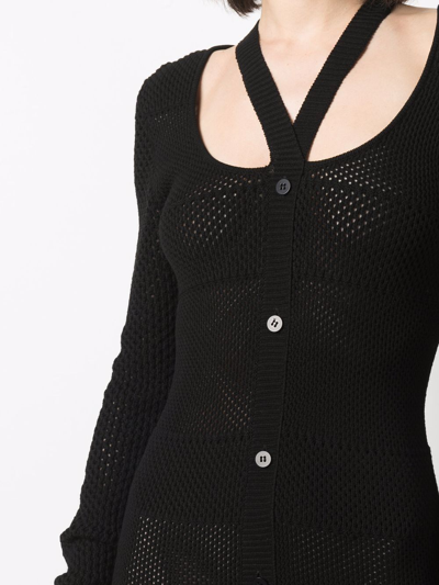 Shop Andreädamo Halterneck Knitted Cardigan In Black