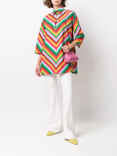 Valentino Chevron-print Cotton-poplin Shirt Dress In Red