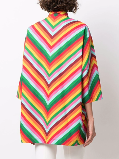 Valentino Chevron-print Cotton-poplin Shirt Dress In Red