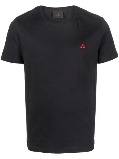 Shop Peuterey Logo-embroidered Cotton T-shirt In Black