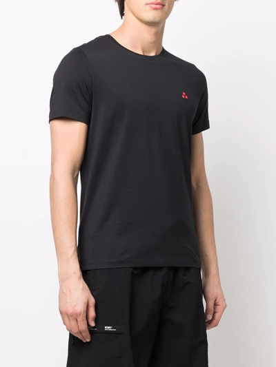 Shop Peuterey Logo-embroidered Cotton T-shirt In Black