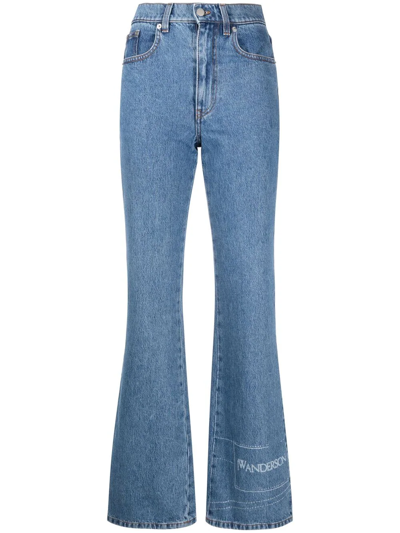 Shop Jw Anderson High-waisted Bootcut Jeans In Blue
