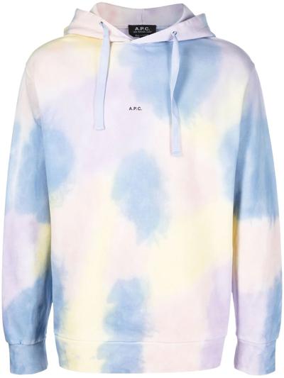 Shop Apc Tie-dye Print Hoodie In Blue