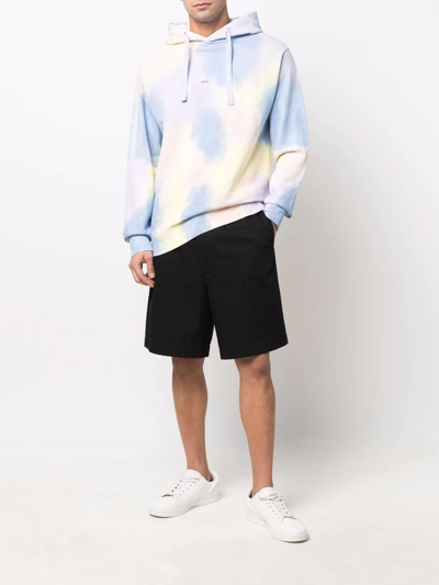 Shop Apc Tie-dye Print Hoodie In Blue