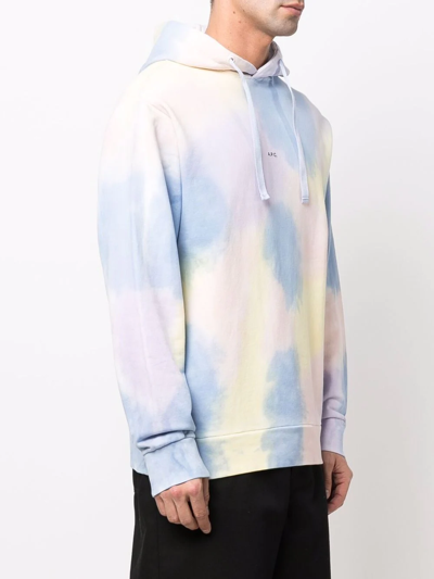 Shop Apc Tie-dye Print Hoodie In Blue