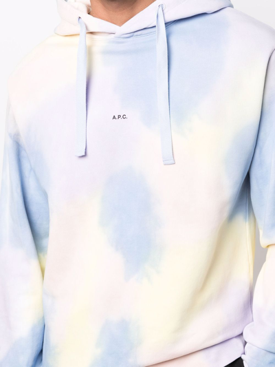 Shop Apc Tie-dye Print Hoodie In Blue