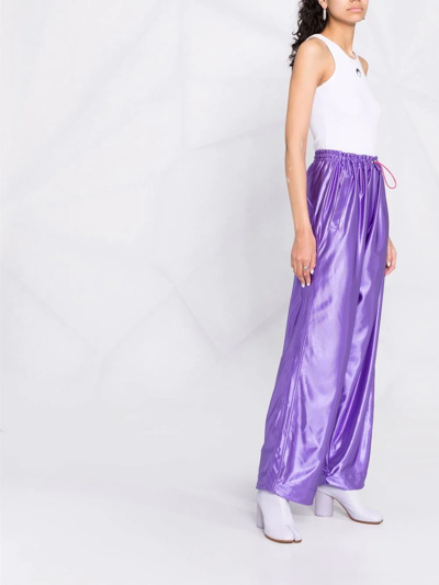 Shop Khrisjoy Wide-leg Track Pants In Purple