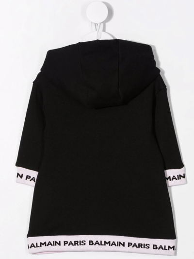 Shop Balmain Logo-print Hooded Dress In Black