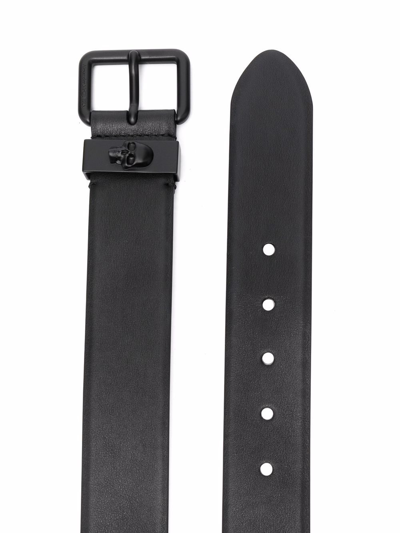 Shop Alexander Mcqueen Skull-stud Detail Leather Belt In Black