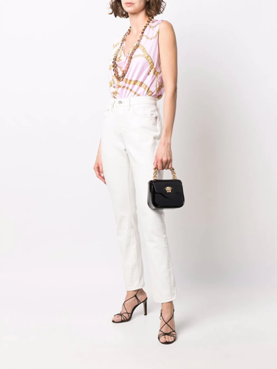 Versace Medusa Patent Chain Top-handle Crossbody Bag In Black