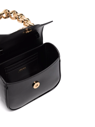 Versace Medusa Patent Chain Top-handle Crossbody Bag In Black