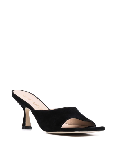 Stuart Weitzman Suede Square-toe Mules In Black