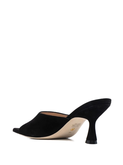 Stuart Weitzman Suede Square-toe Mules In Black