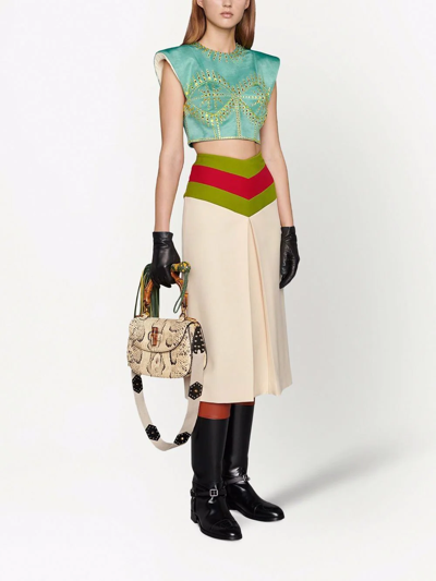 Shop Gucci Chevron Vintage Web Skirt In Neutrals