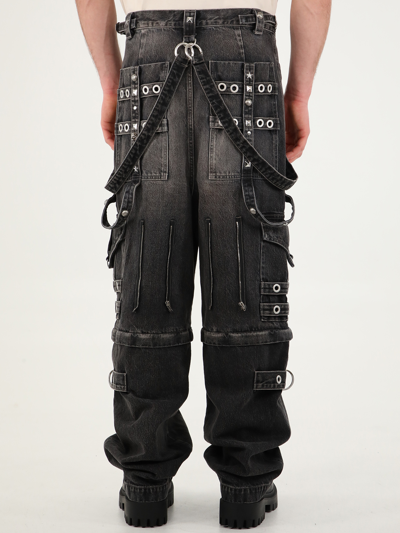 Balenciaga Convertible Strap Detail Raver Baggy Jeans In Grey | ModeSens