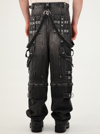 Balenciaga Convertible Strap Detail Raver Baggy Jeans In Nero | ModeSens