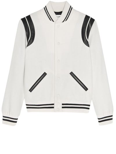 Shop Saint Laurent Teddy Wool Jacket In White