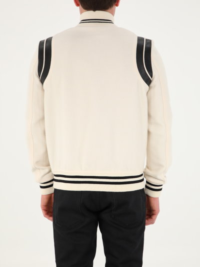 Shop Saint Laurent Teddy Wool Jacket In White