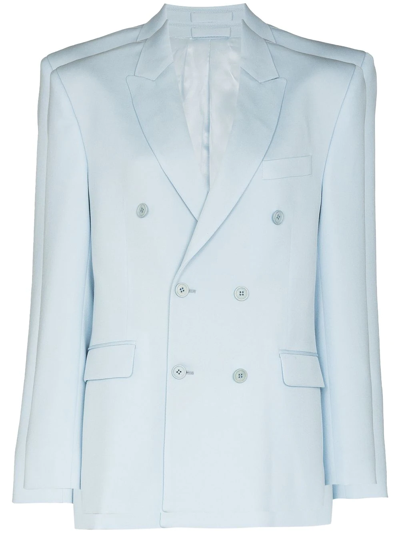 Shop Wardrobe.nyc Double-breasted Wool Blazer In Blue