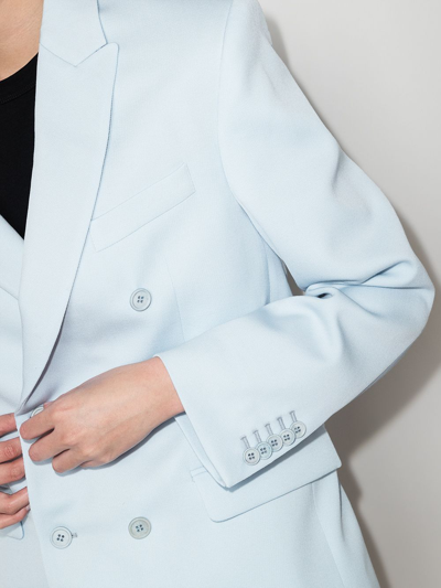 Wardrobe.nyc Wool Double Breasted Blazer With Peak Lapel In Blue
